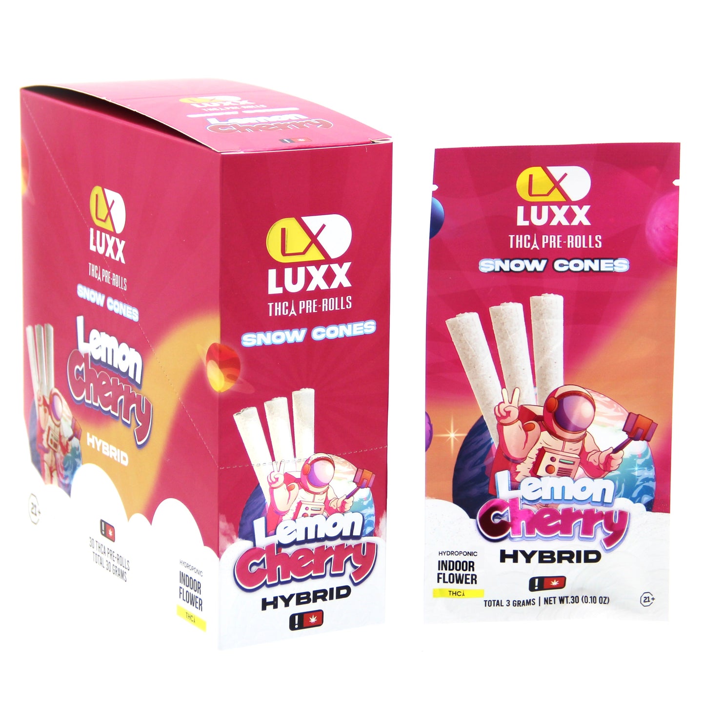 LUXX THCA PRE ROLLS SNOW CONES – BOX OF 30